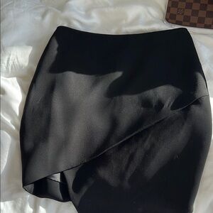 Black Asymmetrical Wrap Mini Skirt
